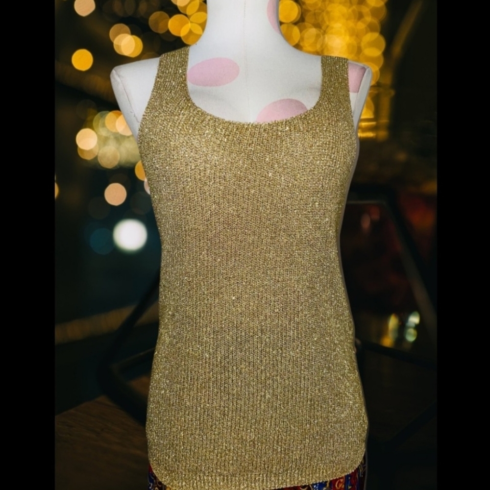 Express Gold Metallic Knit Tank Top